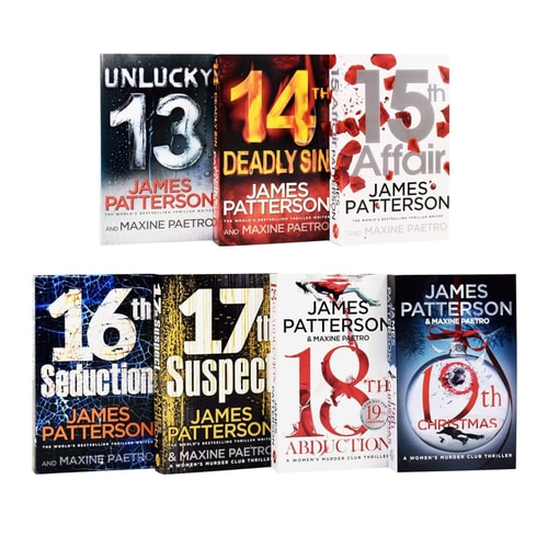 Collection of books by James Patterson on a white background