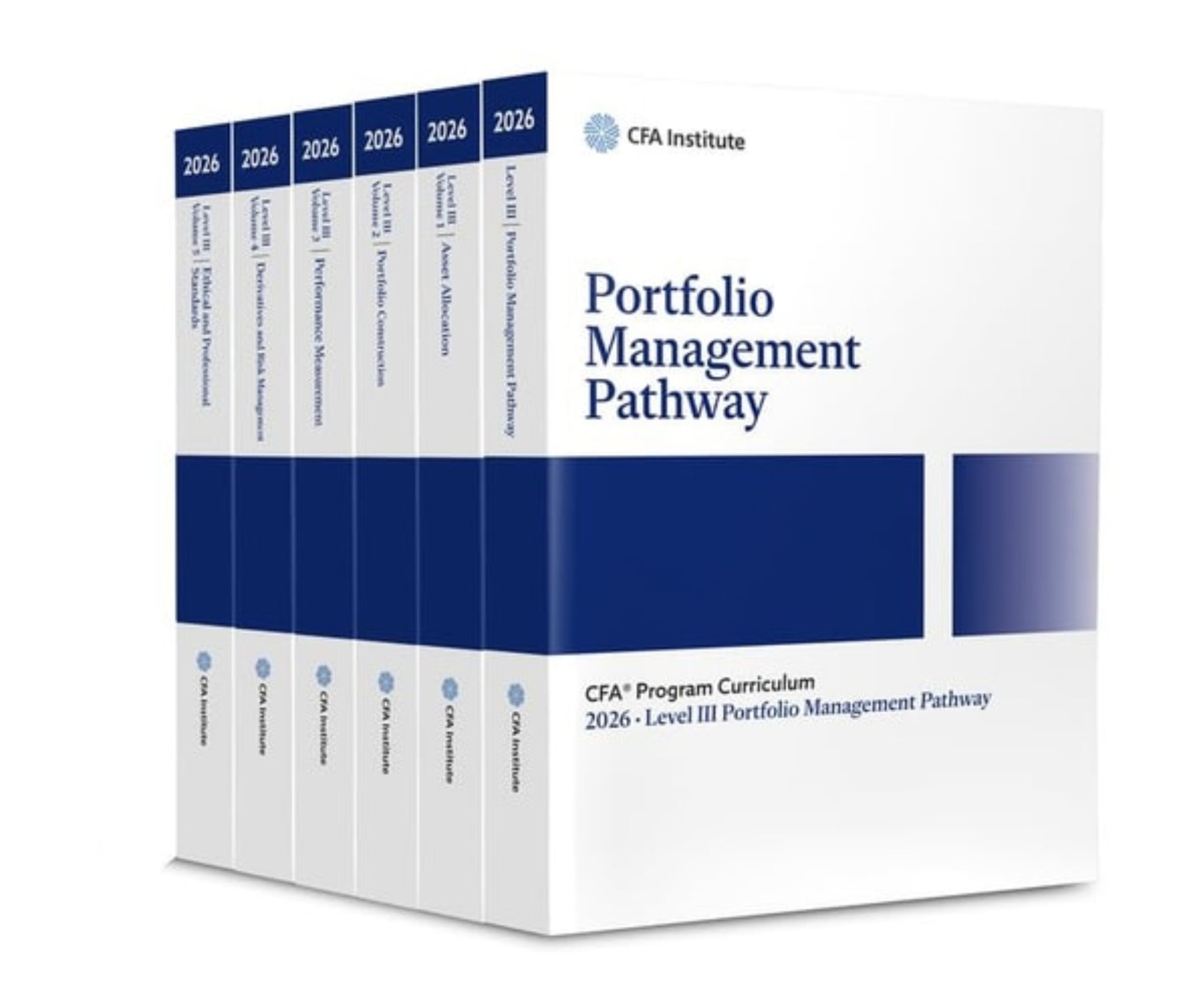 Set of books titled 'Portfolio Management Pathway' by CFA Institute on a white background