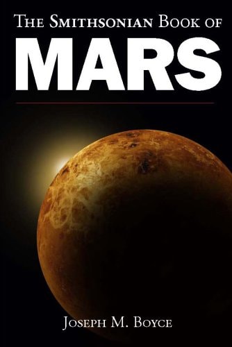 Book cover of 'The Smithsonian Book of Mars' with a dark background and image of Mars.