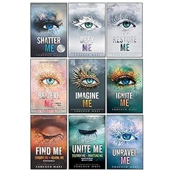 Collection of book covers from a series titled 'Me' by Tahereh Mafi on a white background.