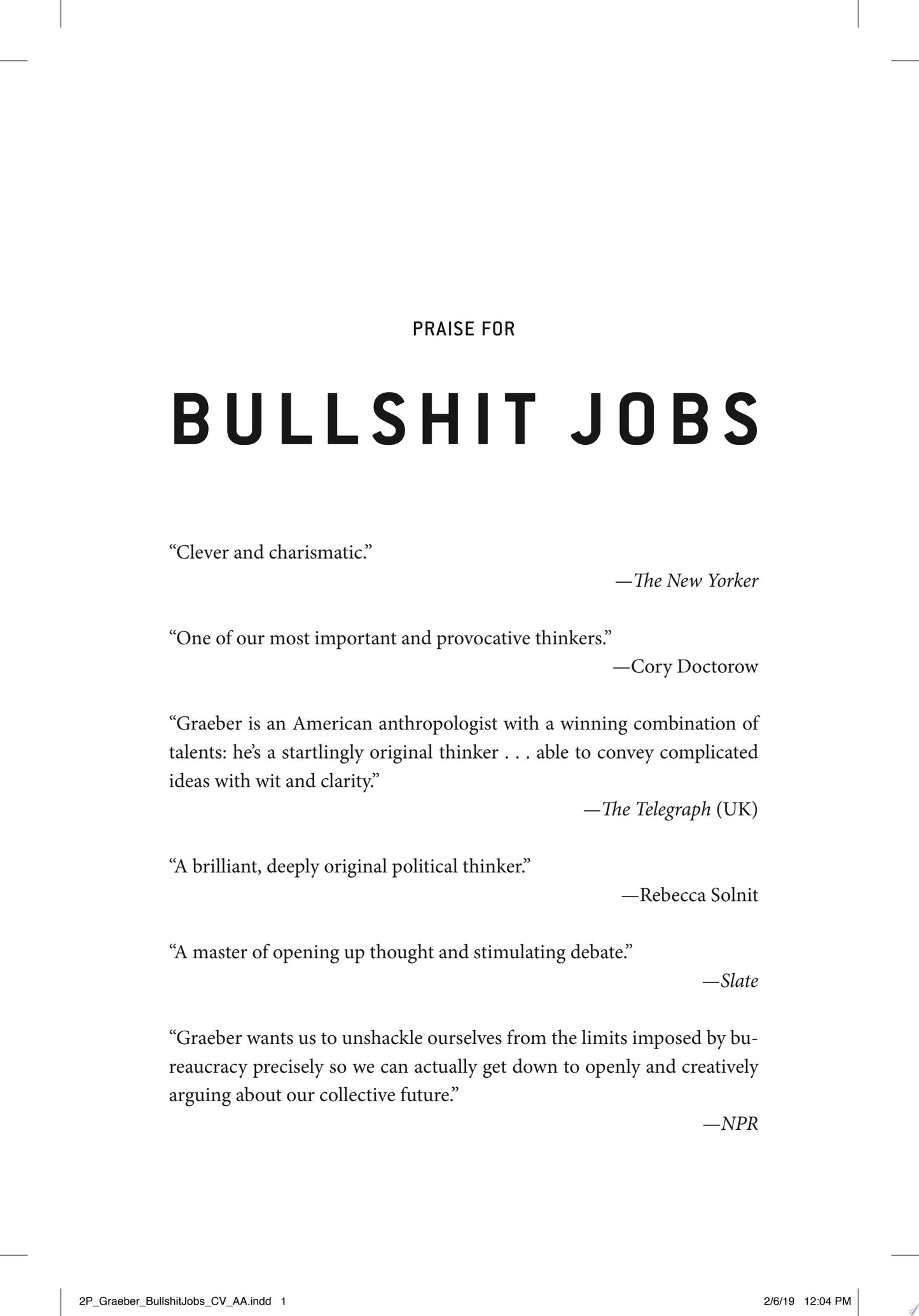 Bullshit Jobs: A Theory | David Graeber