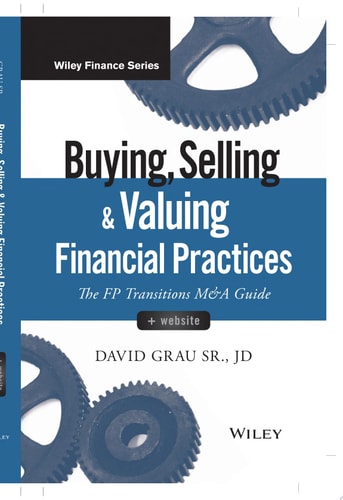 Book cover of 'Buying, Selling & Valuing Financial Practices' with gear designs on a white background