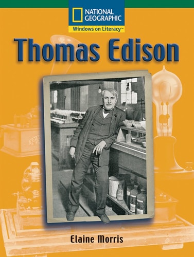 Book cover of 'Thomas Edison' by Elaine Morris with National Geographic logo on an orange background.