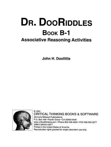 Dr DooRiddles [Book B-1]: Associative Reasoning Activities | John H. Doolittle