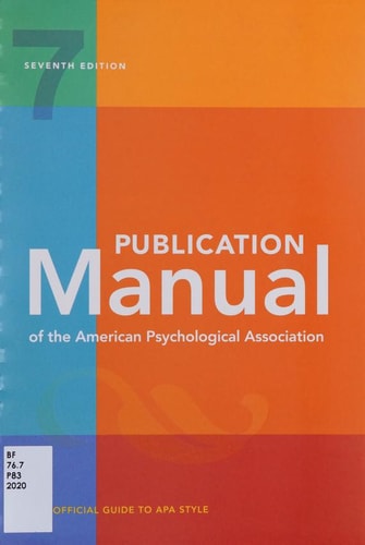 Publication Manual of the American Psychological Association by American Psychological Association