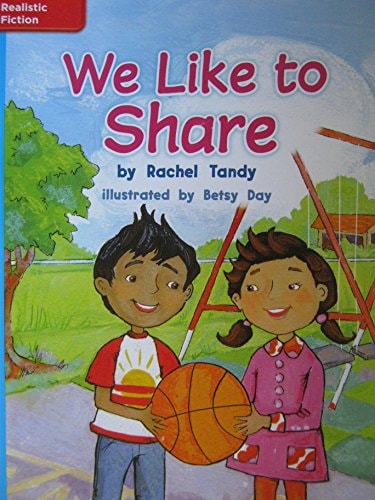 Book cover of 'We Like to Share' by Rachel Tandy with two children holding a basketball.