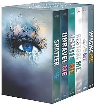 Box set of 'Unravel Me' book series with eye illustration on cover