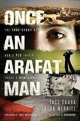 Book cover of 'Once an Arafat Man' with images of a person, a cityscape, and a flag.