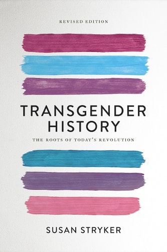 Book cover of 'Transgender History' with colorful brush strokes on a light gray background