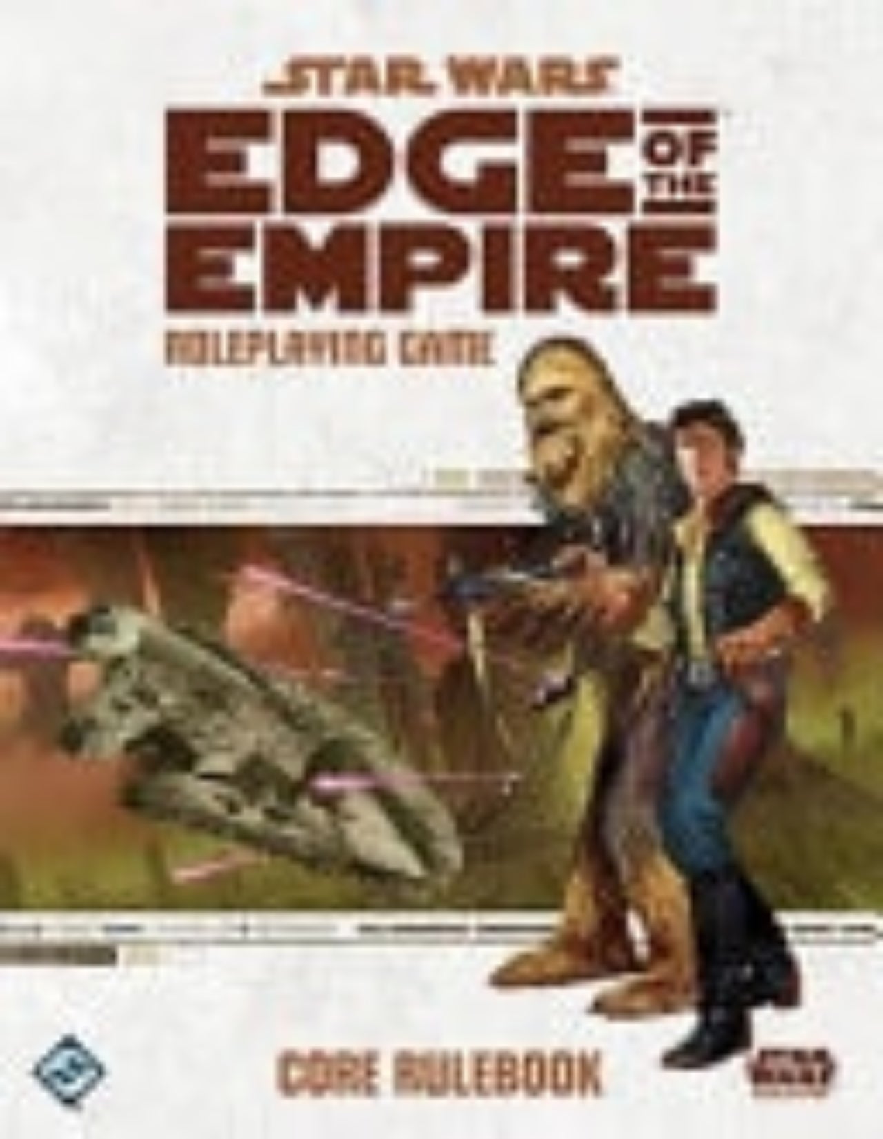 Star Wars Edge of the Empire core rulebook with characters from the game on a white background