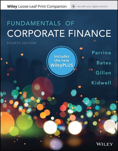 Book cover of 'Fundamentals of Corporate Finance' with a blurred city lights background