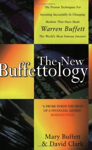 Book cover of 'The New Buffettology' with colorful design and text about Warren Buffett.