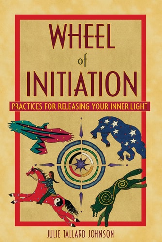 Book cover of 'Wheel of Initiation' with colorful illustrations and text on a beige background