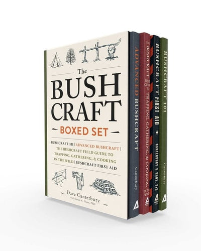 Set of four 'Bushcraft' books on a white background