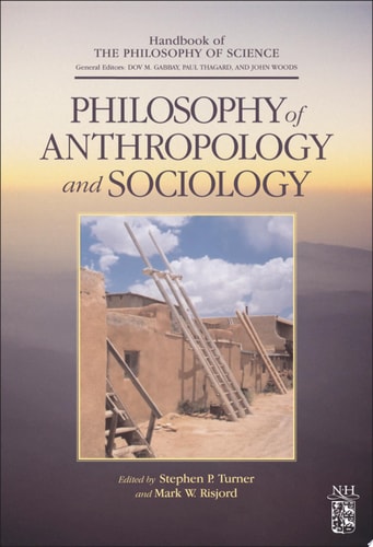 Book cover of 'Philosophy of Anthropology and Sociology' with a desert scene and ladder.
