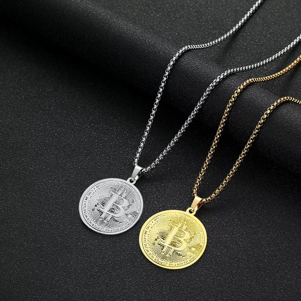 Bitcoin Piece & Chain Necklace | Bust-Down Blockchain Jewelry