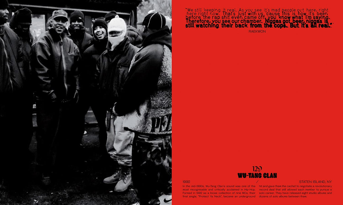 Section of the book "The Book of Rhyme & Reason: Hip-Hop [1994–1997]" by Peter Spirer, featuring Rap Group Wu-Tang Clan