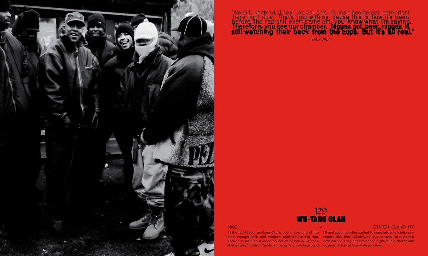 Section of the book "The Book of Rhyme & Reason: Hip-Hop [1994–1997]" by Peter Spirer, featuring Rap Group Wu-Tang Clan