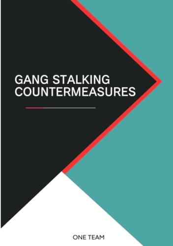 Book cover with 'Gang Stalking Countermeasures' text on a geometric design background