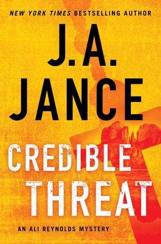 Book cover of 'Credible Threat' by J.A. Jance with a yellow background and text.