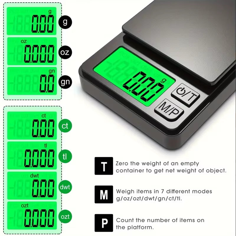 Precision Pocket Scale 1000g x 0.1g: Compact Digital Gram Scale for Coins, Food & Jewelry