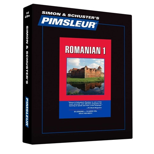 Pimsleur Romanian language learning program packaging on a white background