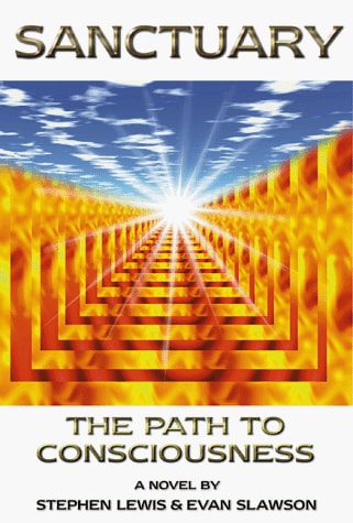 Book cover of 'Sanctuary: The Path to Consciousness' with a bright light at the end of a tunnel.