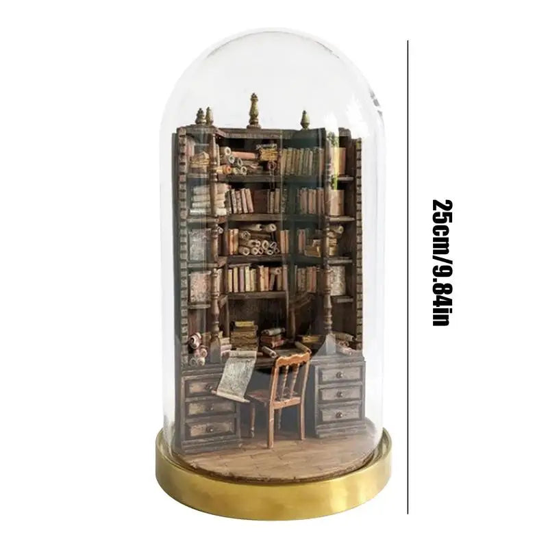 The Bay Library Miniature Kit Resin DIY Bookshelf with Mini Books Fake Books Bookshelf Room Decoration Gift