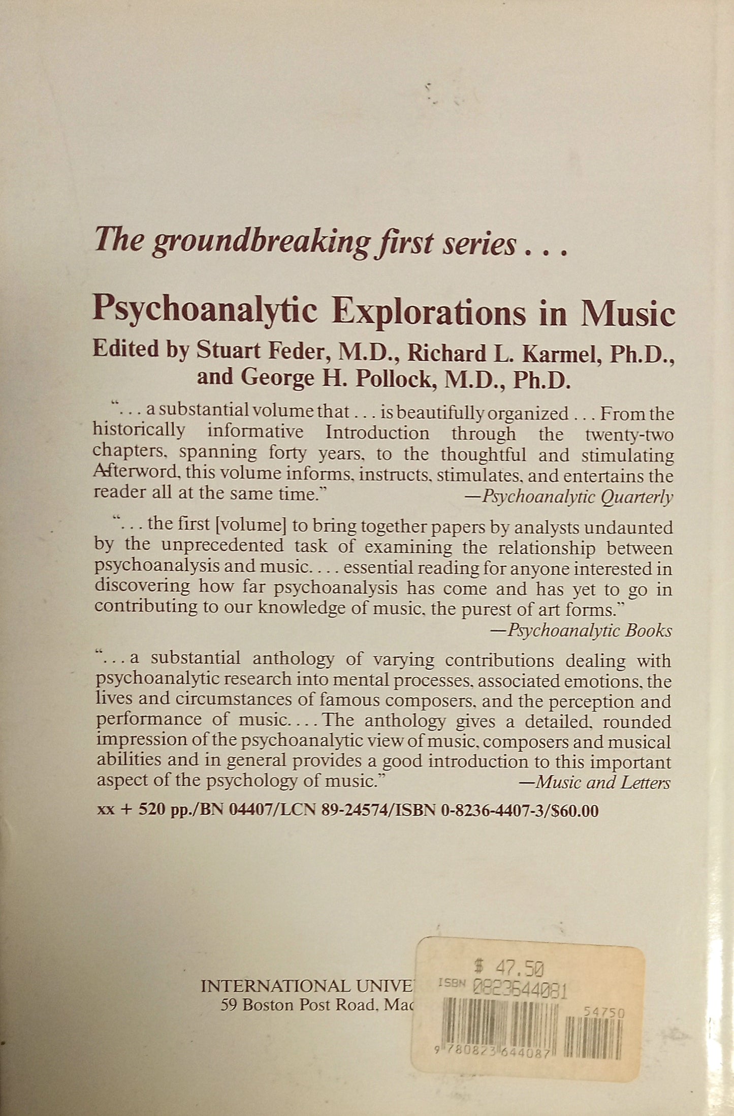 Psychoanalytic Explorations in Music