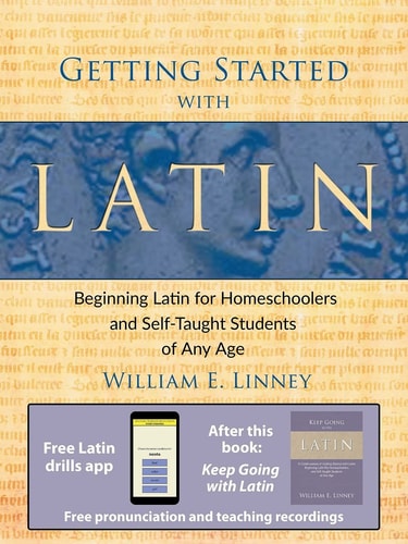 Book cover of 'Getting Started with Latin' by William E. Linney, featuring text and a minimalistic design.
