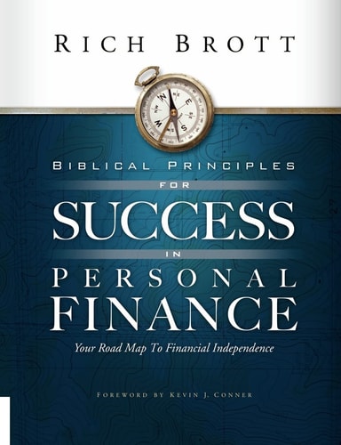 Book cover of 'Biblical Principles for Success in Personal Finance' by Rich Brott with a compass graphic on a blue background.