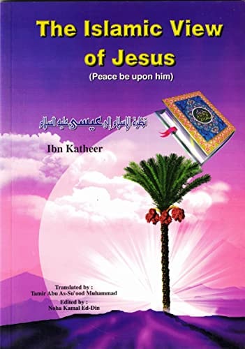 Book cover of 'The Islamic View of Jesus' with a palm tree and Quran on a purple background