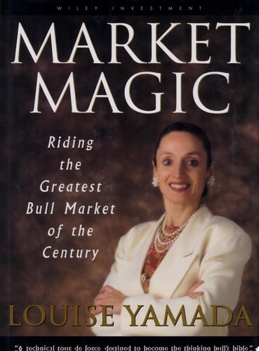 Book cover of 'Market Magic' by Louise Yamada with a woman smiling on a dark background