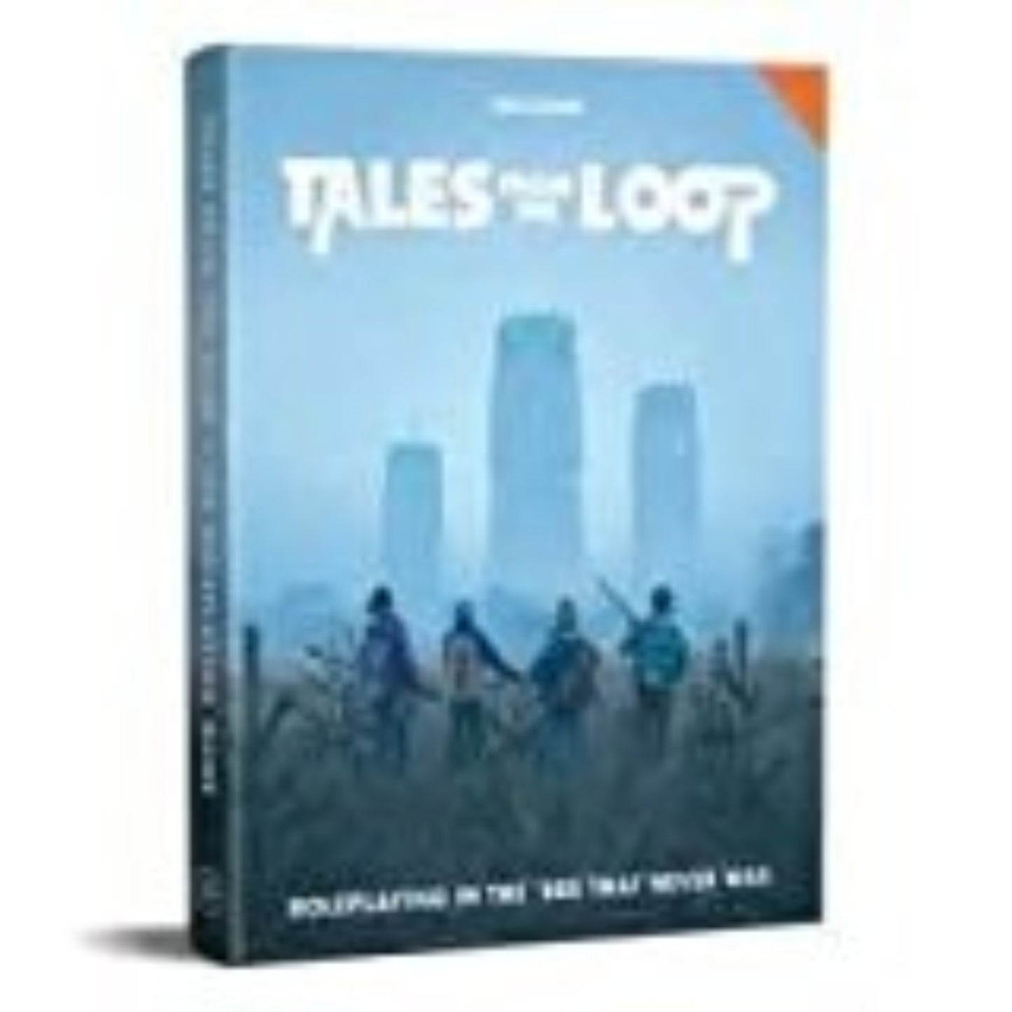 Tales from the Loop book cover with silhouettes of people and city skyline