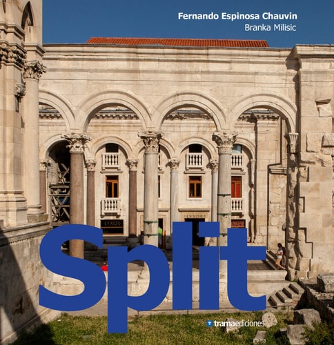 Book cover of 'Split' featuring classical architecture with blue text overlay