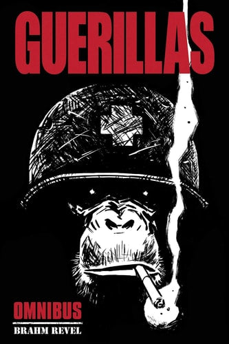 Book cover of 'Guerillas Omnibus' with a stylized illustration of a soldier wearing a helmet.