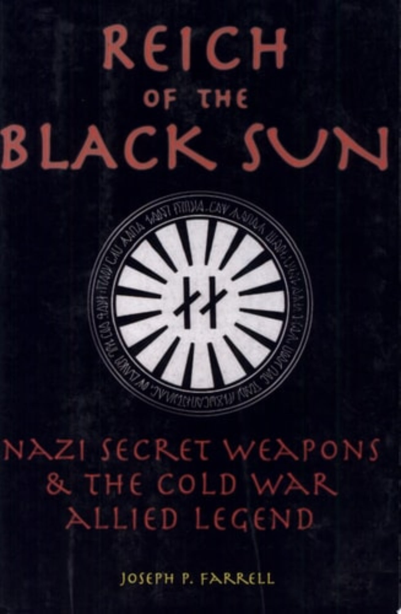 Book cover of 'Reich of the Black Sun' with a black background and red text.