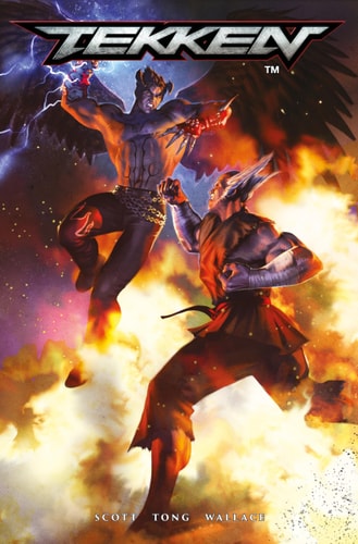 Tekken graphic novel cover with two characters in a dynamic fight pose against a colorful background.