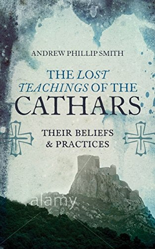 Book cover of 'The Lost Teachings of the Cathars' with a castle and cross design.
