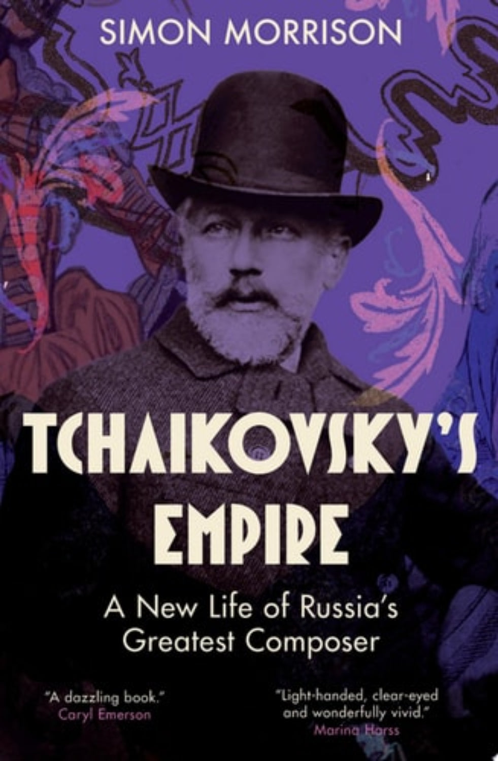 Book cover of 'Tchaikovsky's Empire' with a purple background and text.