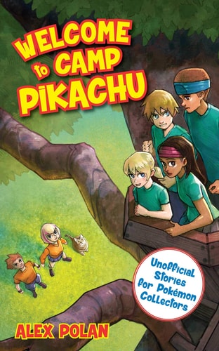 Book cover of 'Welcome to Camp Pikachu' with children and a tree in the background