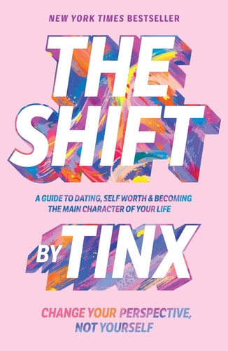 Book cover of 'The Shift' by TINX with colorful text on a pink background