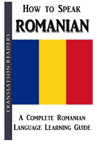Book cover of 'How to Speak Romanian' with a flag design on a white background