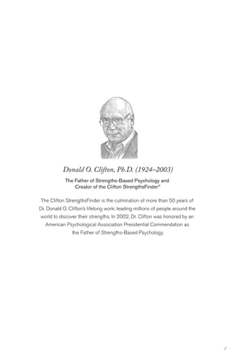 Page featuring a Portrait of Donald O. Clifton, Ph.D., on a white background