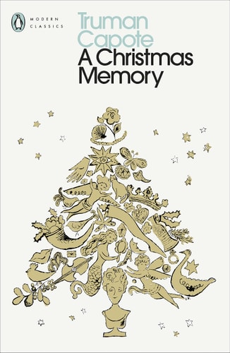 Book cover of 'A Christmas Memory' by Truman Capote with a decorative Christmas tree design.