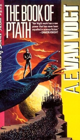 Book cover of 'The Book of Ptath' by Alan Voct featuring a dragon and a crowd.