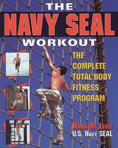 Book cover of 'The Navy SEAL Workout' with a man climbing a rope.
