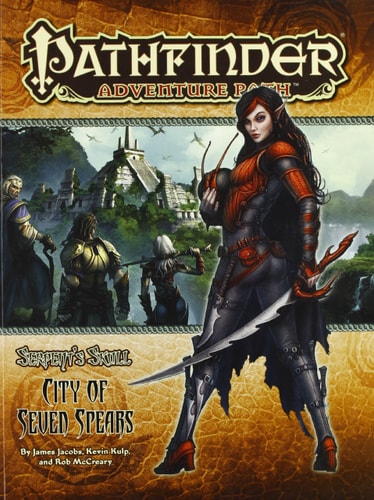 Pathfinder Adventure Path book cover with a warrior character and ancient ruins illustration.