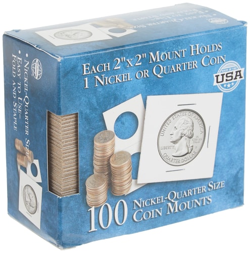 Nickel-Quarter 2x2 Mylar Protective Coin Covers: 100 Count by Whitman Publishing