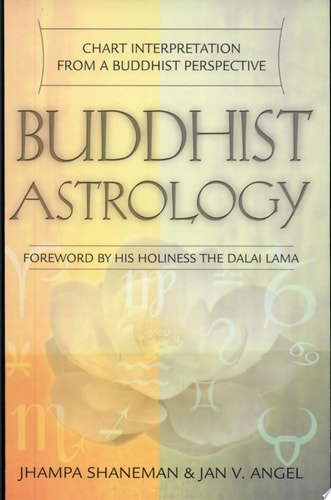 Book cover of 'Buddhist Astrology' with astrological symbols and text.